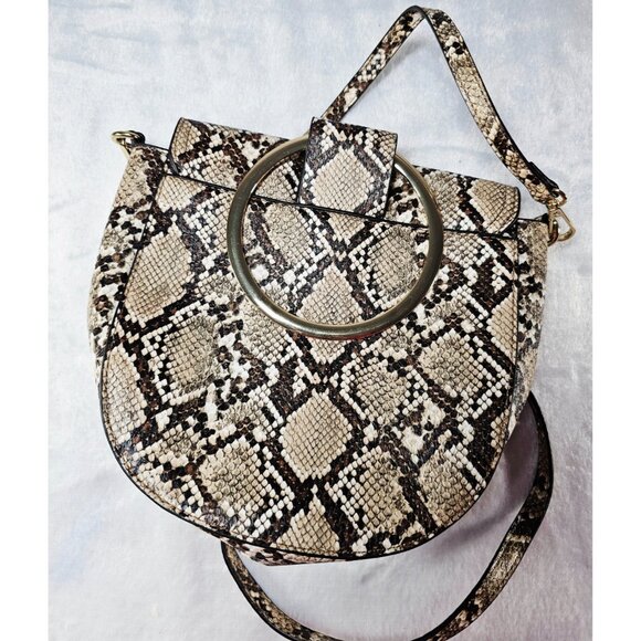 JustFab Snakeskin Point Toe Stilettos and Purse-Brown-SZ10 - Picture 9 of 11